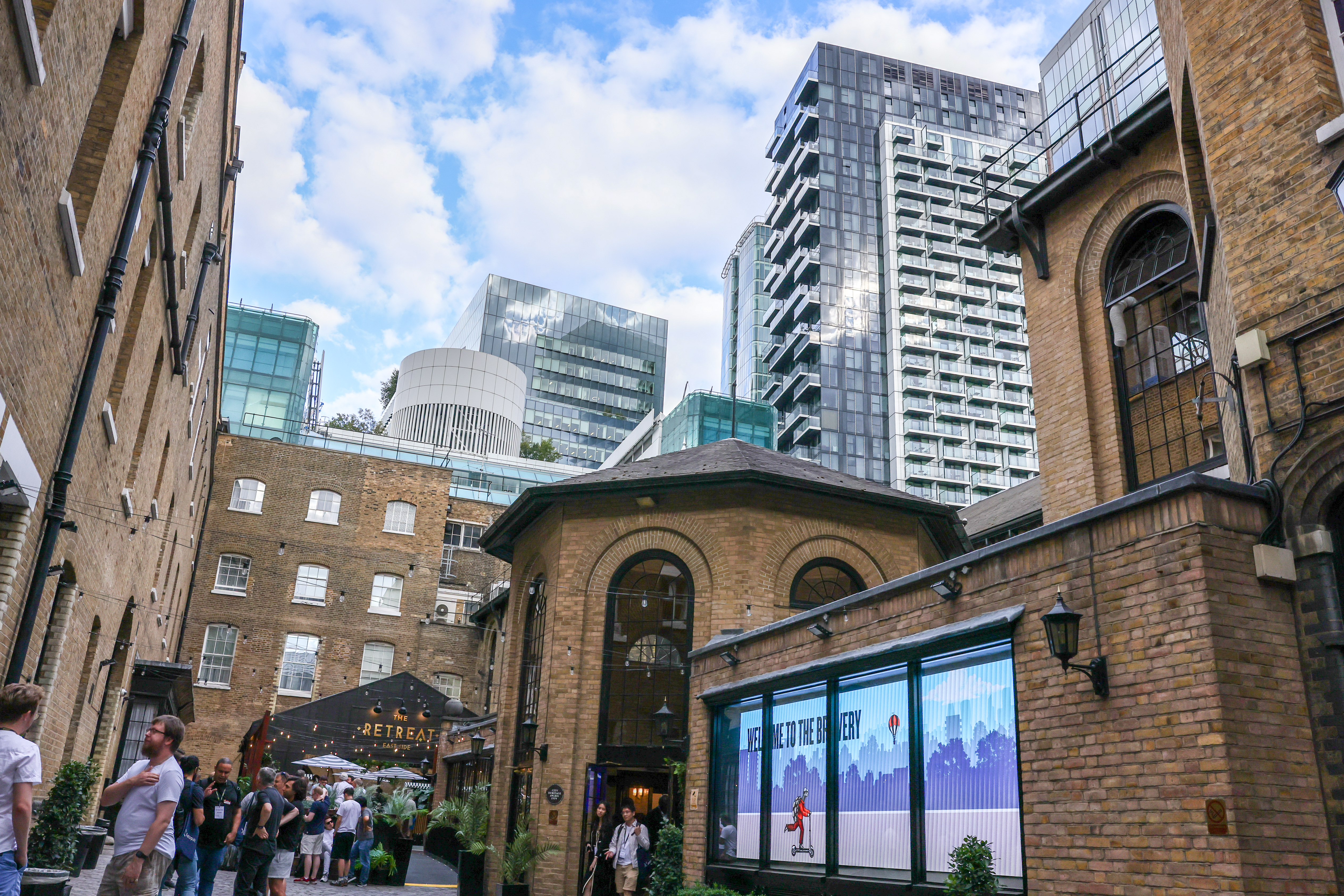 The Brewery exterior with City of London skyline